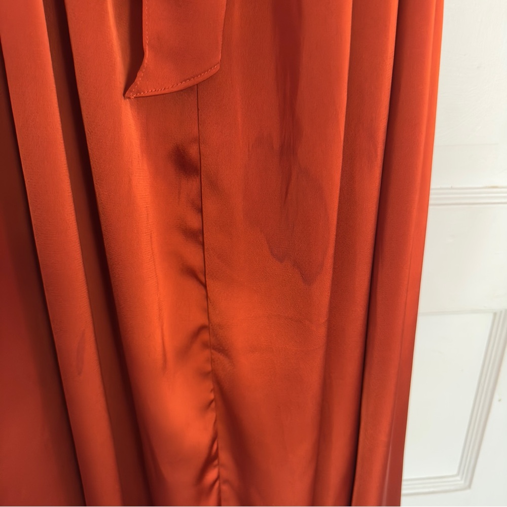 AZAZIE ZEYA — Paprika A-Line Pleated Stretch Satin Dress - Picture 7 of 14